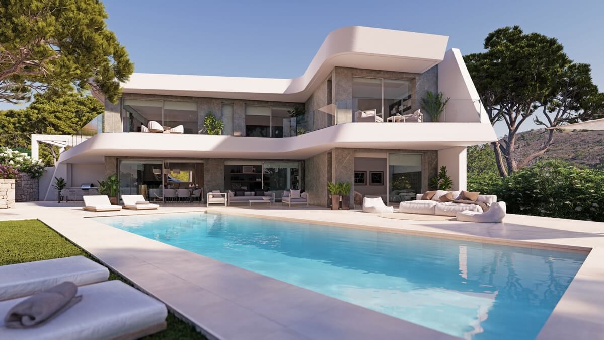 Nieuw Gebouwde Villa te Koop Met Uitzicht op Zee in Moraira