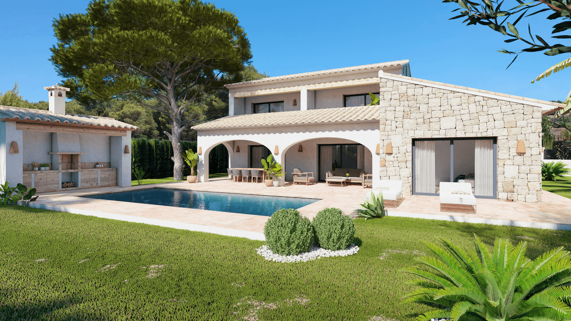 Ibiza stijl nieuwbouw villa te koop in Javea