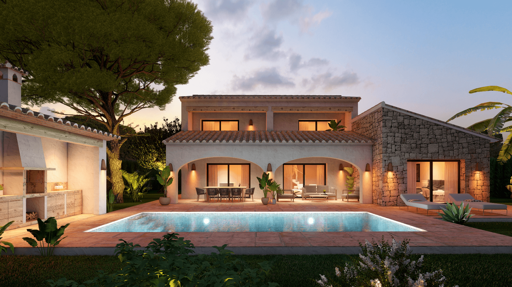Nybygget villa i Ibiza-stil til salgs i Javea